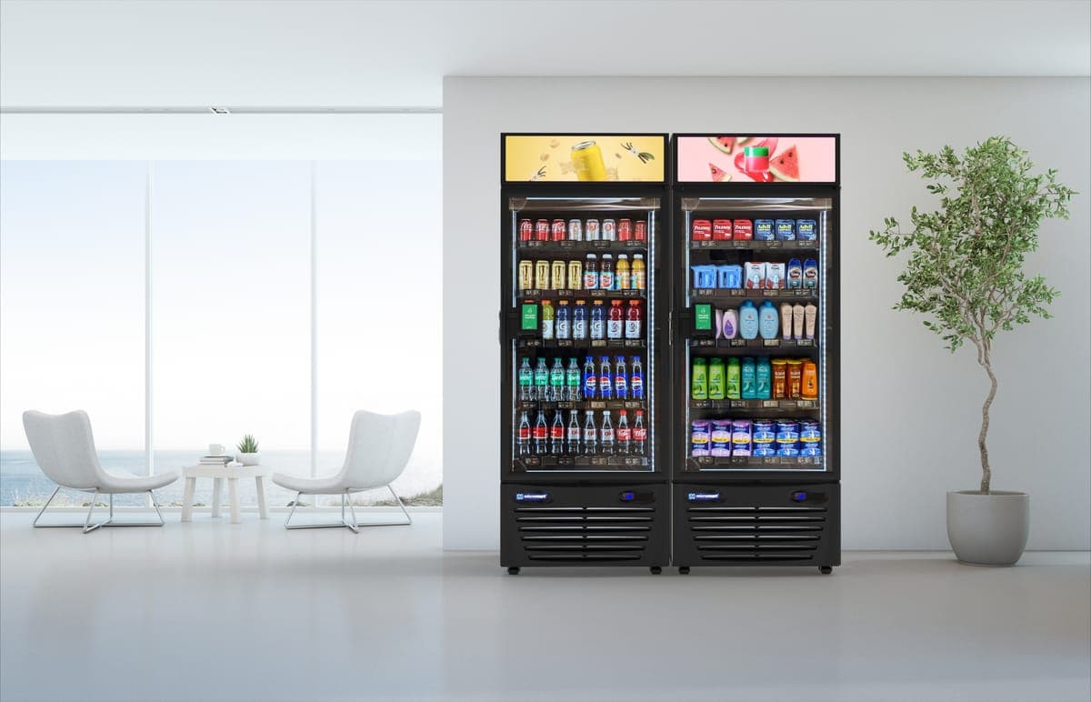 Vending machines in a modern office breakroom
